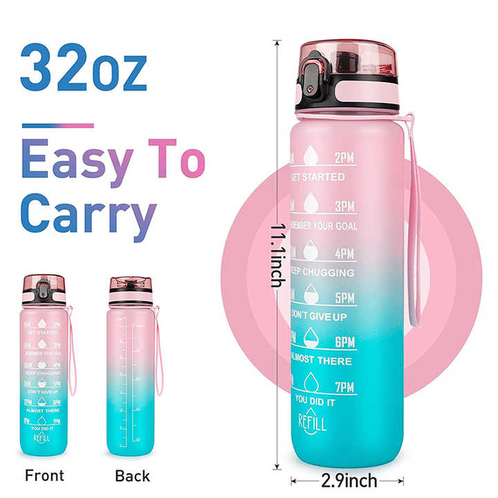 Botella De Agua Para Gimnasio Good Price Bottle Cup Plastic Water Bottles With Straw and Time Marker