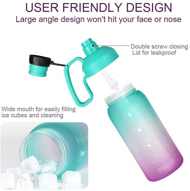 64oz Large Capacity 2.2 L 2.2L Leak Proof Botellas De Agua Gym Sports Water Bottle With Straw