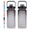Gallon Water Bottle with Time Marker BPA Free Sport Gallon Bottle with Straw and Lid
