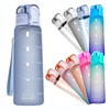 Custom Logo Straw Flip Top Filter Plastic Sport BPA Free 1l 32oz 32 oz Tritan Motivational Water Bottle With Time Marker