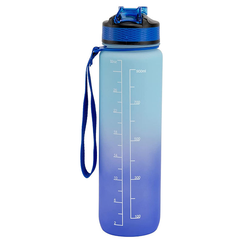 Custom Logo 32oz 1L BPA Free Tritan Fitness Gym Sports Motivational Water Bottle With Time Marker and Straw