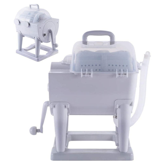 Manual Washing Machine Washing and Dewatering All-in-one Hand-crank Portable Mini Washer for Dorm Home Traveling
