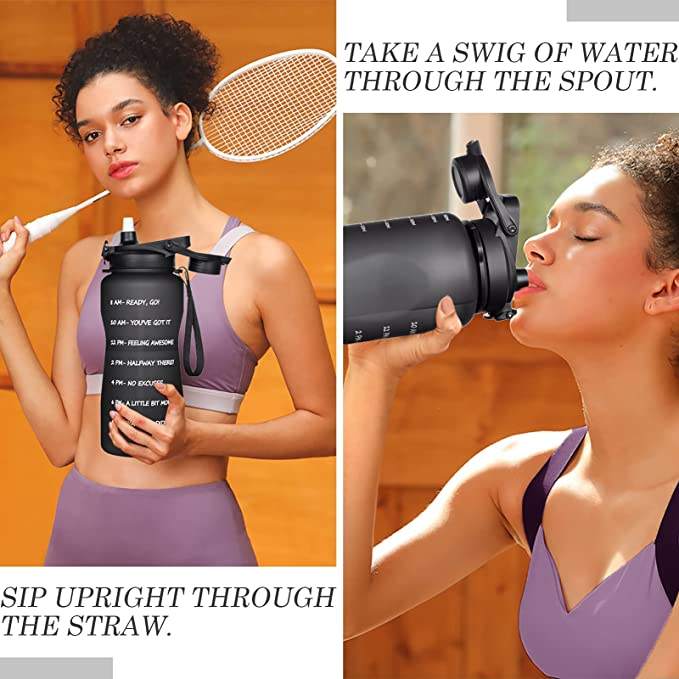 3780ml Big Capacity Gradient Color Water Bottle with Time Marker Sport Water Bottle with Time Marker Straw Plastic Water Bottles