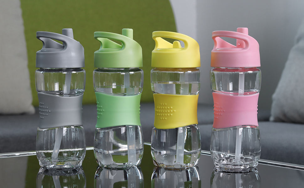Hot Sales Supermarket Customize Pattern Kids Water Bottle Plastic Water Bottle With Straw for Kids BPA Free 350 ML Cute Children