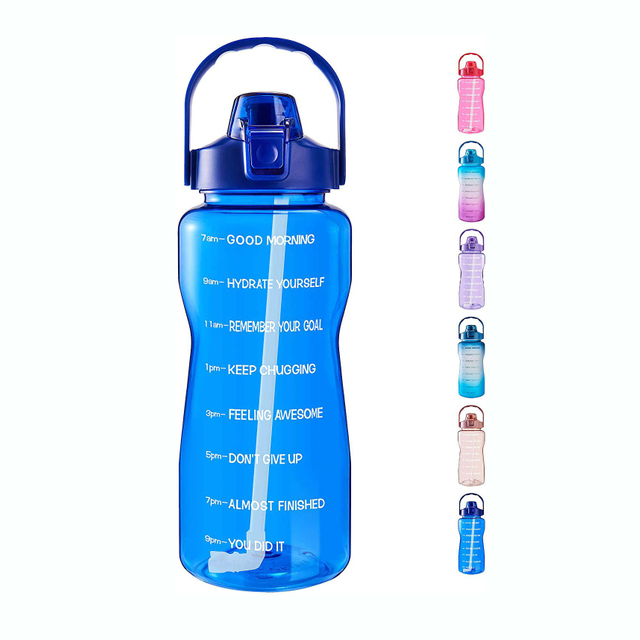 2.2L 64Oz Portable Motivational Sports Bpa Free Plastic Water Bottles With Handgrip Measurement Scale