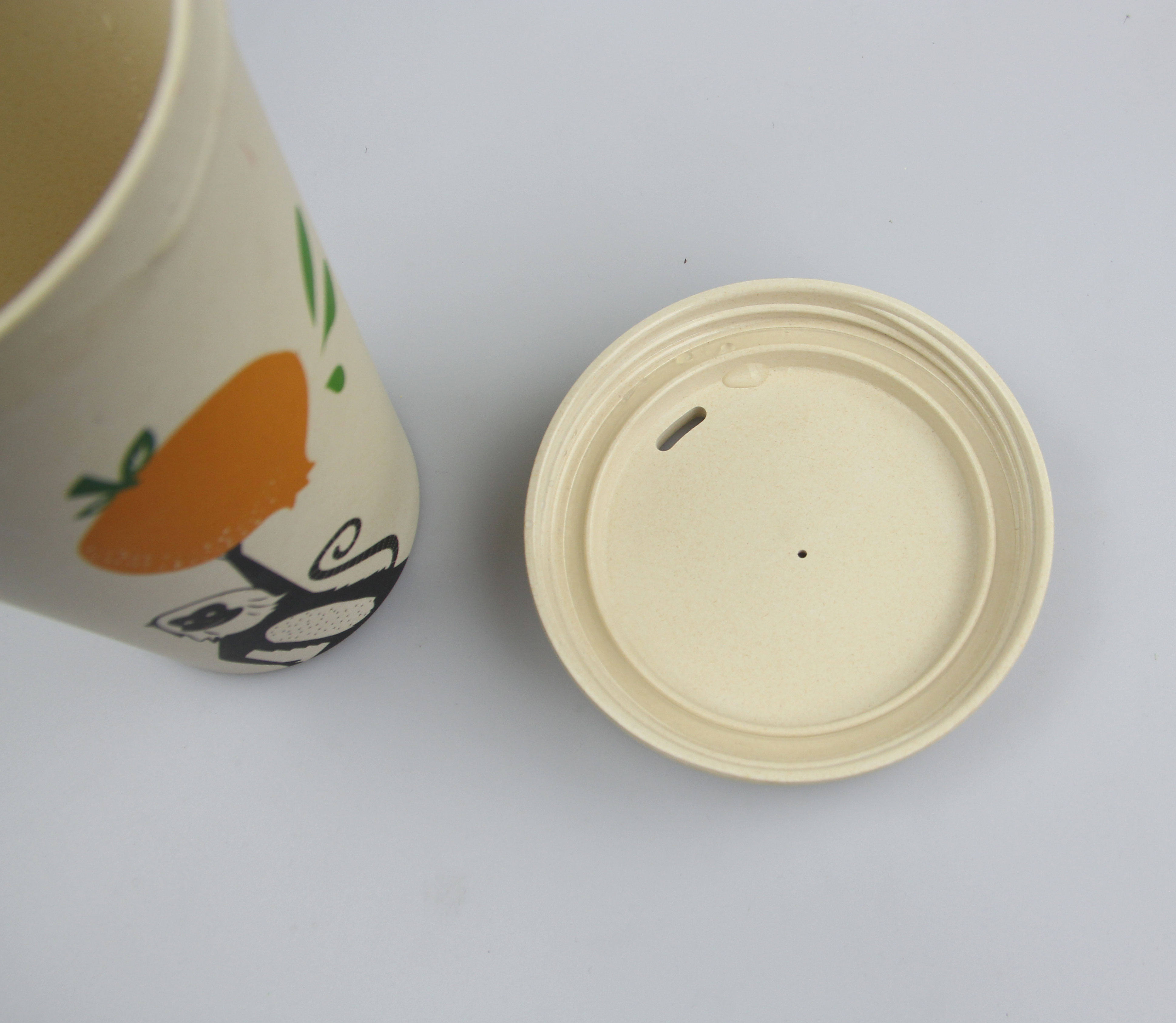 Eco-friendly PLA 21oz Wholesale Custom Pattern Reusable Bamboo Fiber Coffee Cup with Lid