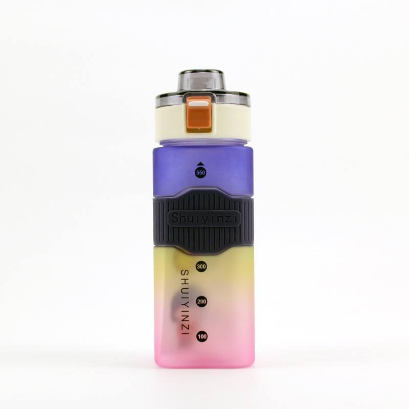 2023 Gym and Outdoor Camping Marker 550ml 720ml 900ml Sports Motivational Water Bottle Frosted Plastic Water Bottle