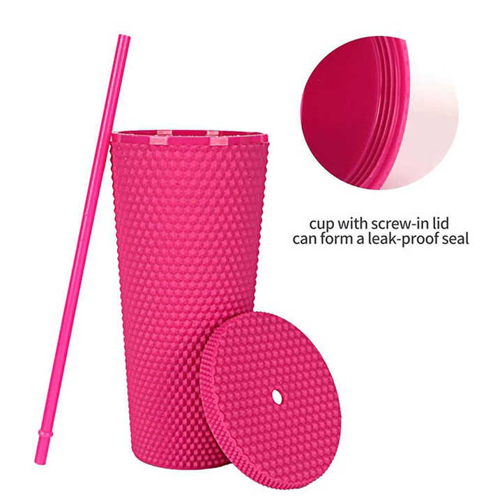 Cawan Plastik Tasse Avec Paille Double Wall Coffee Cup With Lid and Straw Customized Tumblers