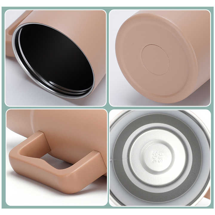 40 oz Insulated Vacuum Stainless Steel Tumbler Cup for Hot Cold Drinks With Handle and Straw