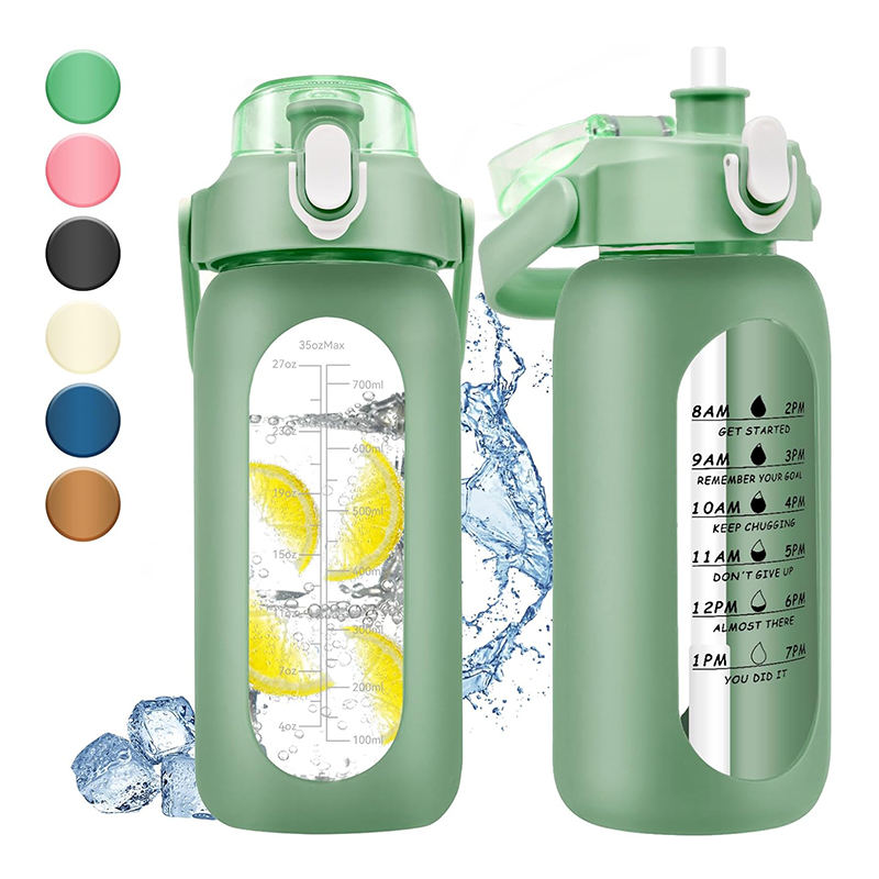 Amazons Hot Product Wide Mouth Plastic Sport Drink Water Bottle with Straw and Handle