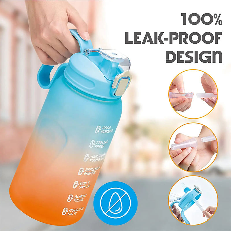 Half Gallon Water Bottle With Storage Sleeve 2L Tritan Drinking Bottle Sports Gym Bottle Water Jug with Handle