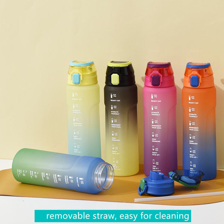 Botellas De Agua Al Por Mayor Custom Logo Flip Top Plastic School Water Bottle With Straw Drink Bottles