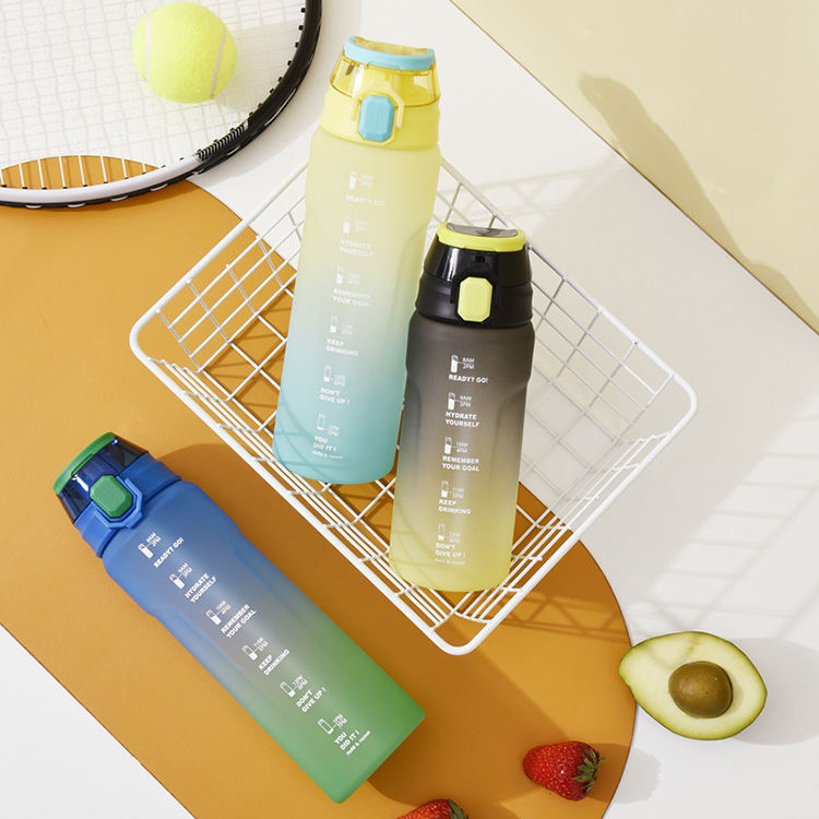 Botellas De Agua Al Por Mayor Custom Logo Flip Top Plastic School Water Bottle With Straw Drink Bottles