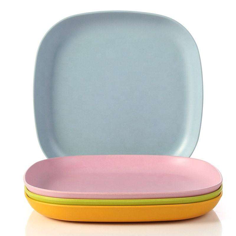 8.9Inch RPET Pratos De Palha De Trigo Square Wheat Straw Deep Dish Plate Fibre Plates