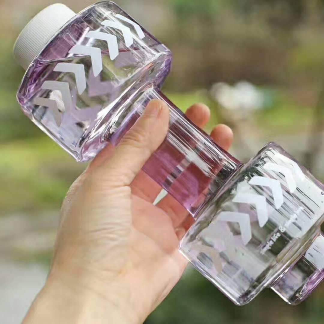 2.2L Large Durable Portable Leakproof BPA Free Clear Sport Water Jug Dumbbell Water Bottle