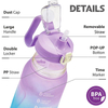 BPA Free Leak Proof 64oz Motivational Water Bottle With Time Maker, 2L Half Gallon Gradient Large Sports Plastic Water Bottle