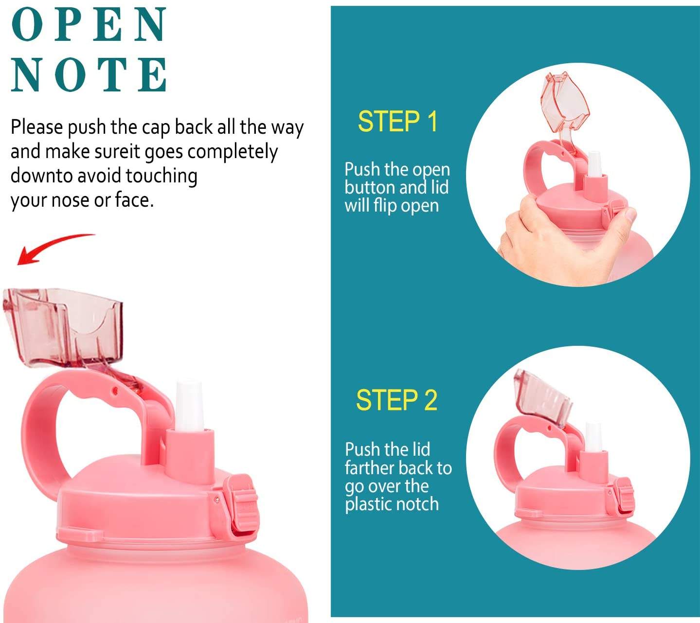 64 0z Motivational Time Marker Water Bottle with Straw Protective Silicone Boot Large Daily Water tank