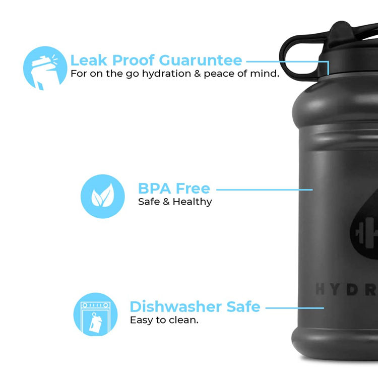 Custom Logo Bpa Free 2200Ml Large Capacity Half Gallon Plastic Sports Gym Water Bottle Jug With Straw Sleeve