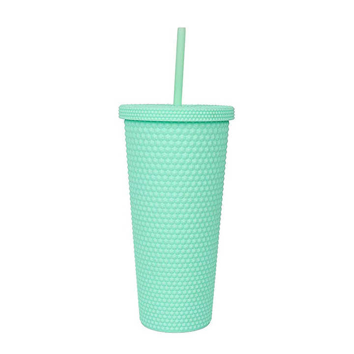 Wholesale Custom 600ml Double Wall Plastic Water Bottles rainbow Diamond Acrylic Coffee Mugs Tumbler Cups with Lid and Straw