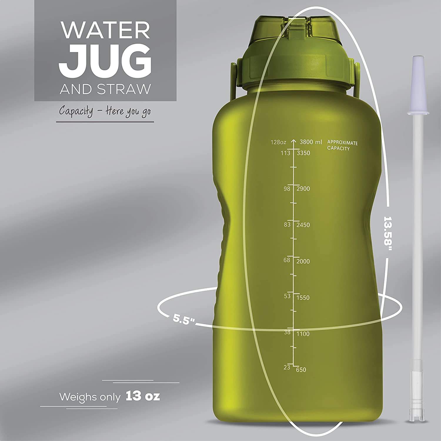 One Gallon Water Bottle with Straw Leakproof Sports Water Bottle with Handle BPA FREE PLASTIC WATER BOTTLE