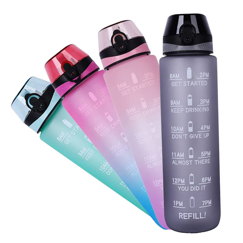 Top Seller 32oz 1L BPA Free Motivational Plastic Water Bottle Gym Sports Water Bottle with Time Marker Custom Logo