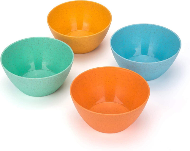 Rpet Plastic Unbreakable Bowls 24 OZ Set Reusable Cereal Soup Bowls Microwave and Dishwasher Safe Bowl