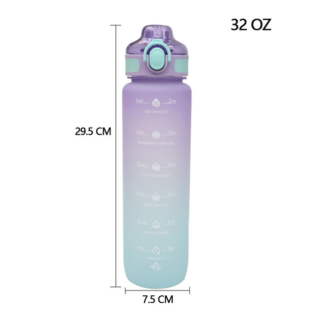 Wholesale 1L Sport Portable Motivational Plastic Gradient Sports Water Bottle With Handle