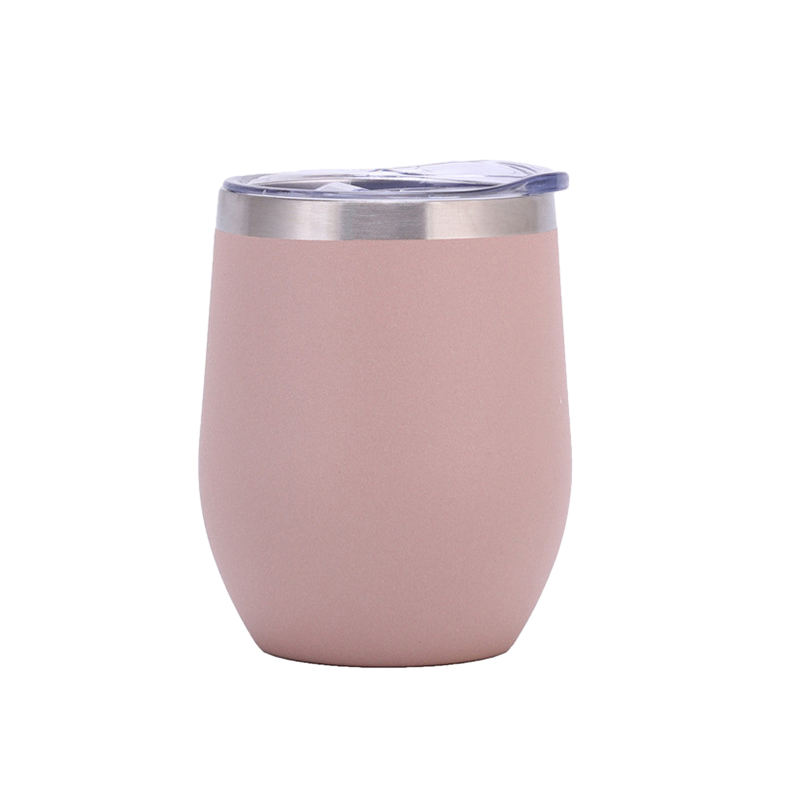 12oz High Quality Double Wall Insulated Custom Logo Stainless Steel Coffee Mugs Egg Shape Tumbler With Lid