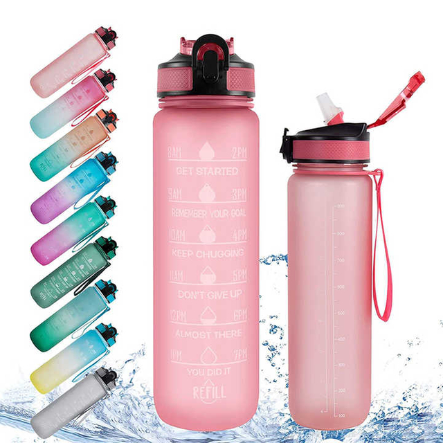 Bouteille Deau 1 Litre Botellas Plasticas 1000Ml Pink and Blue Pastel Reusable Women Bpa Free Water Bottle Bottles