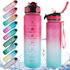 Les Bouteille Deau Botella Motivacional 1L Custom Logo 1000Ml Plastic Bottle Sport Water Bottles With Straw
