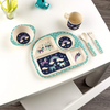 Hot Sales Children's Divided Plates Portion 4 Compartment Diet Plate with Cup Bowl Spoon and Fork
