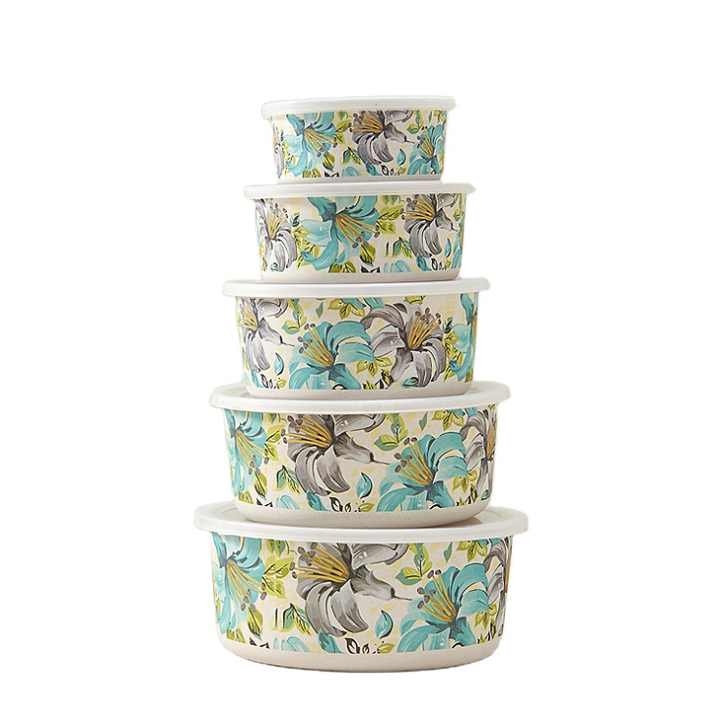 Eco Friendly BPA Free Custom Printrd Kitchen Storage Bamboo Fiber Container Lunch Box Food Storage Boxes Set