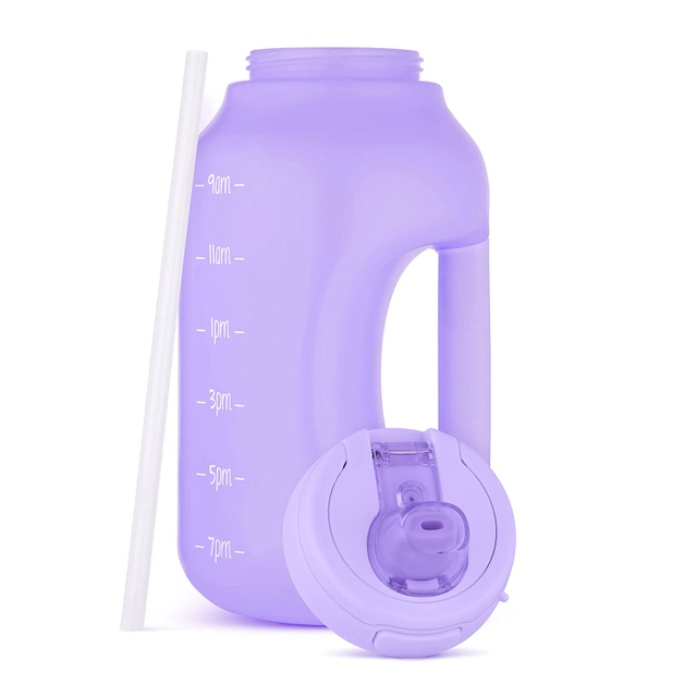 Custom LOGO & Color Half Gallon Motivational Bottle with Time Marker Outdoor Fitness Water Bottle Lid with Locking