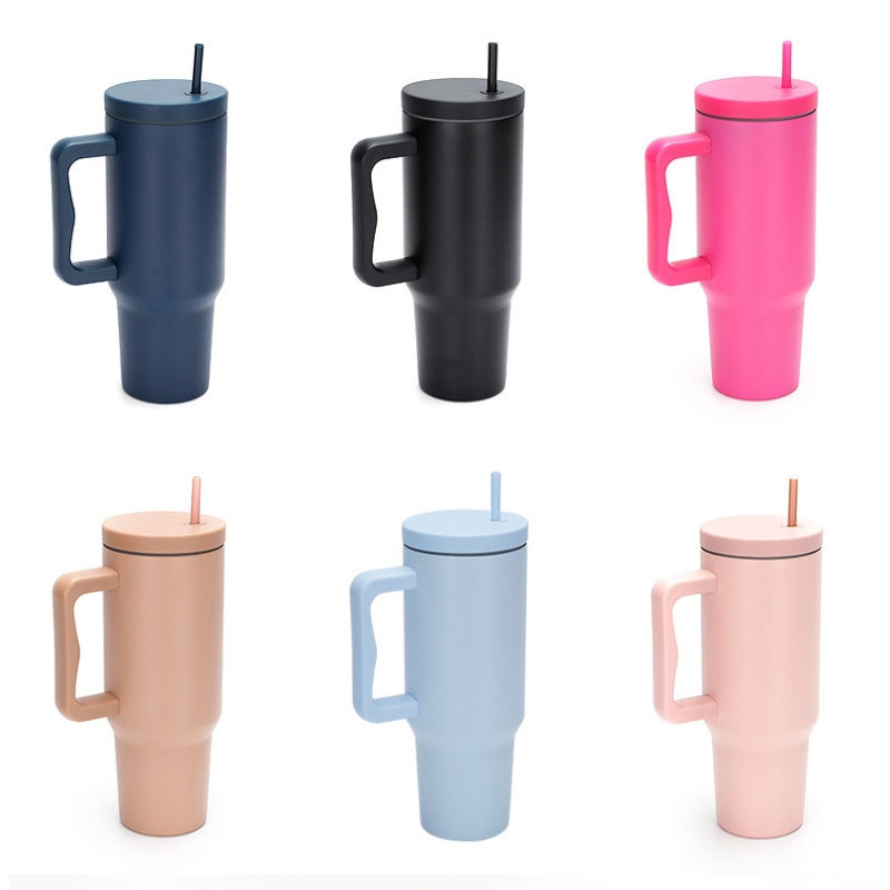 40 oz Hot and Cold Coffee Mug Stainless Steel 304 Insulated Travel Tumbler With Handle and Straw Lid