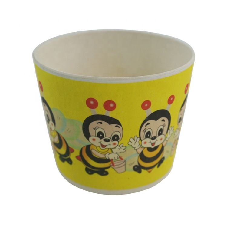 Biodegradable Cute Kids Cup Cartoon Bamboo Fiber Handle Mug