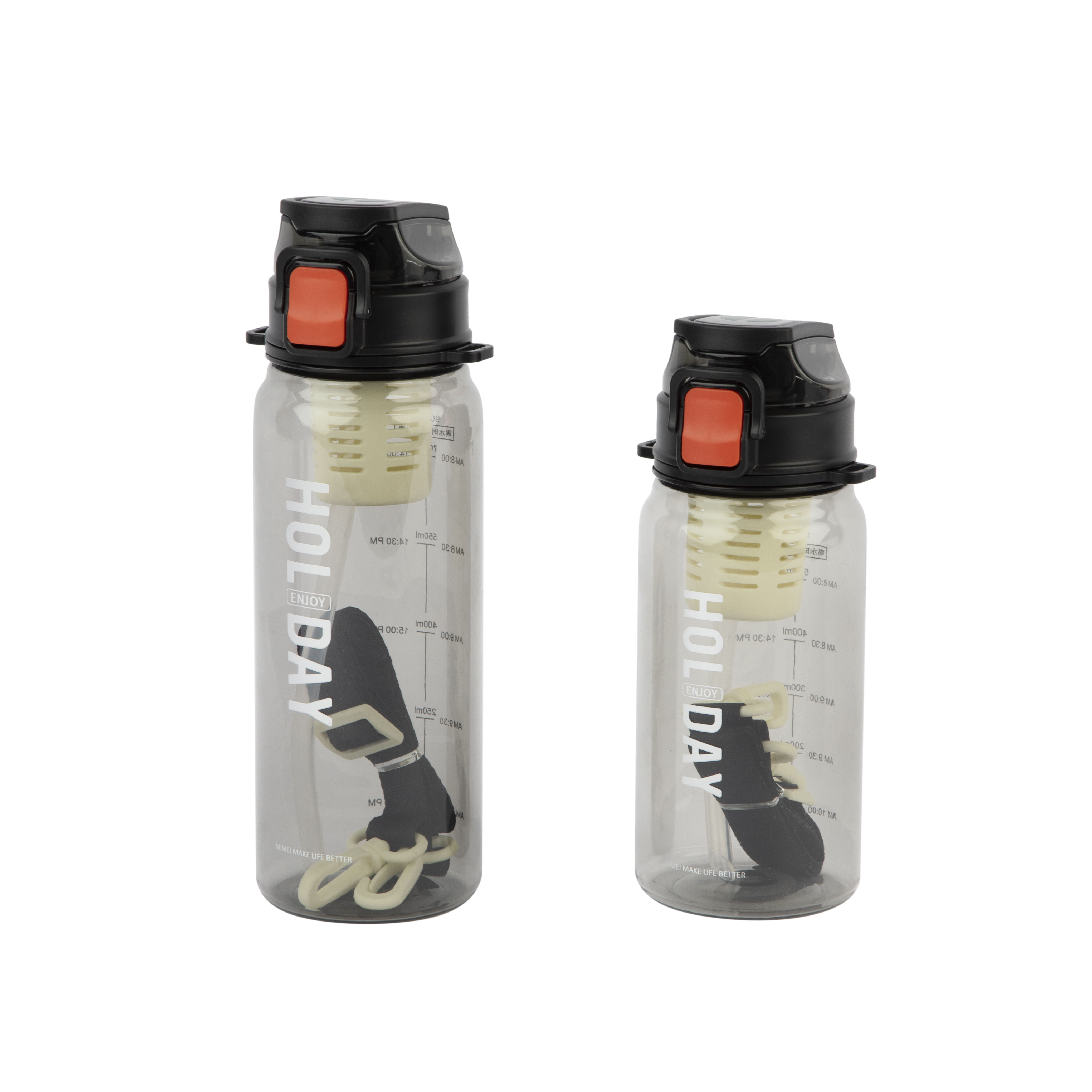 700ML 900ML 1500ml BPA Free Tritan Water Bottle Sports Outdoor Gym Frosted Plastic with Time Marker
