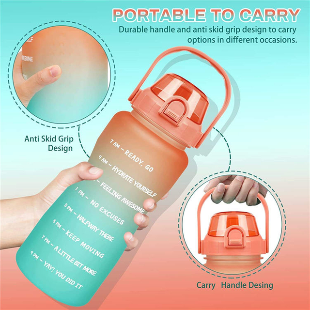 2023 New Design Bottiglia Motivazionale 64Oz 64 Oz Custom Personalised Motivational Sport Water Bottle With Time Marker