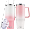 40 oz Tumbler With Handle and Straw Lid Insulated Reusable Stainless Steel Travel Mug Keeps Drinks Cold up to 34 Hours