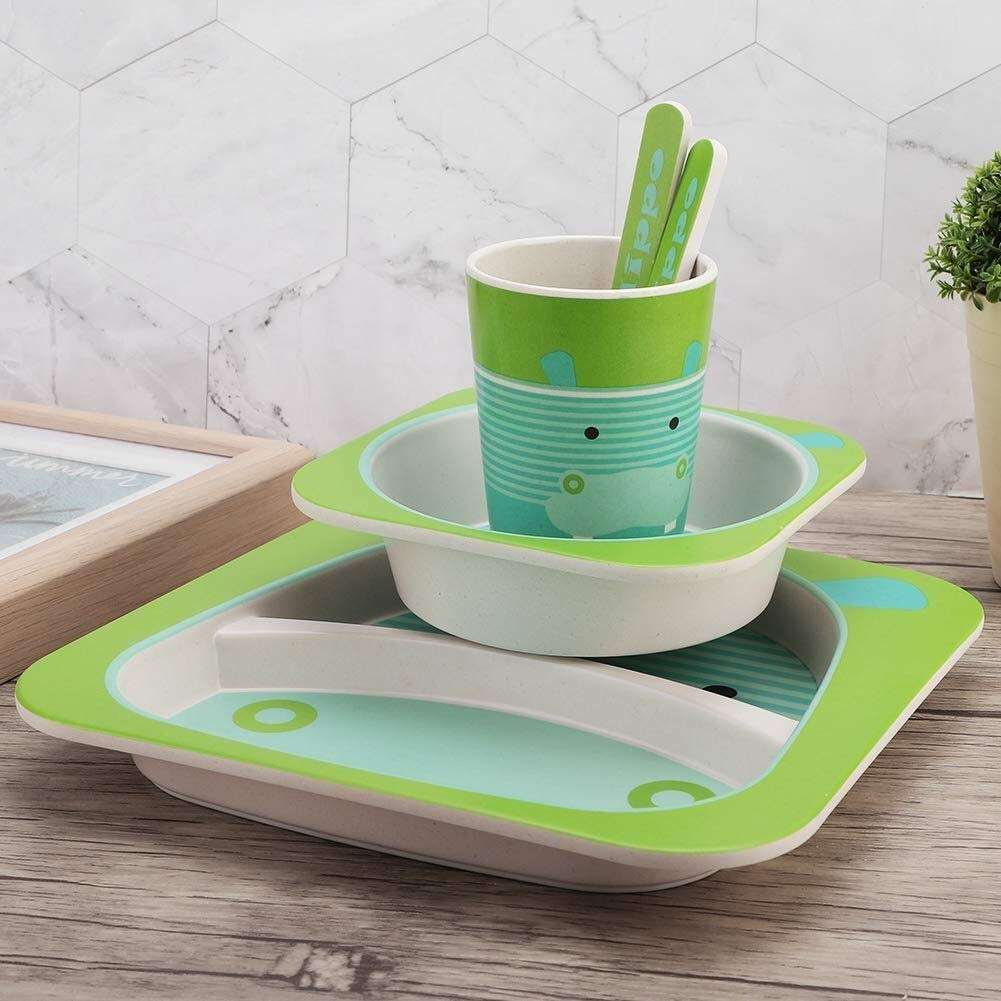 Household Children Kitchen Set Bamboo Fiber Kids Dinner Set Children Dinnerware