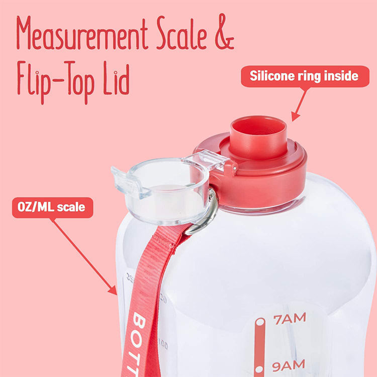 1 Gallon Portable Transparent Bottles Plastic Sports Water Bottle With Straw Handle