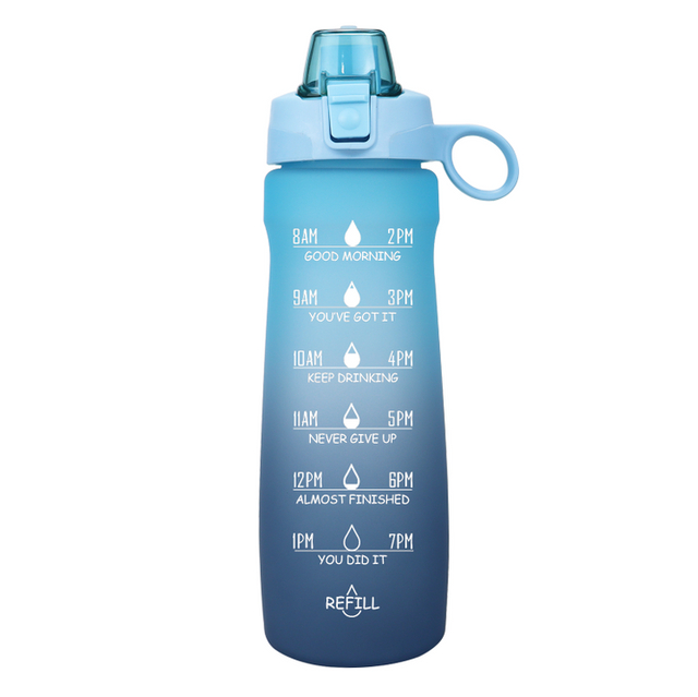BPA Free 32 oz 1000ml Plastic Sports Bottle Water Leak Proof 1 Liter Bottle Motivational Water Bottle
