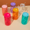 High Quality 16Oz 500Ml Custom Cute Colorful Wide Mouth Glass Water Drinking Bottle With Straw Lid