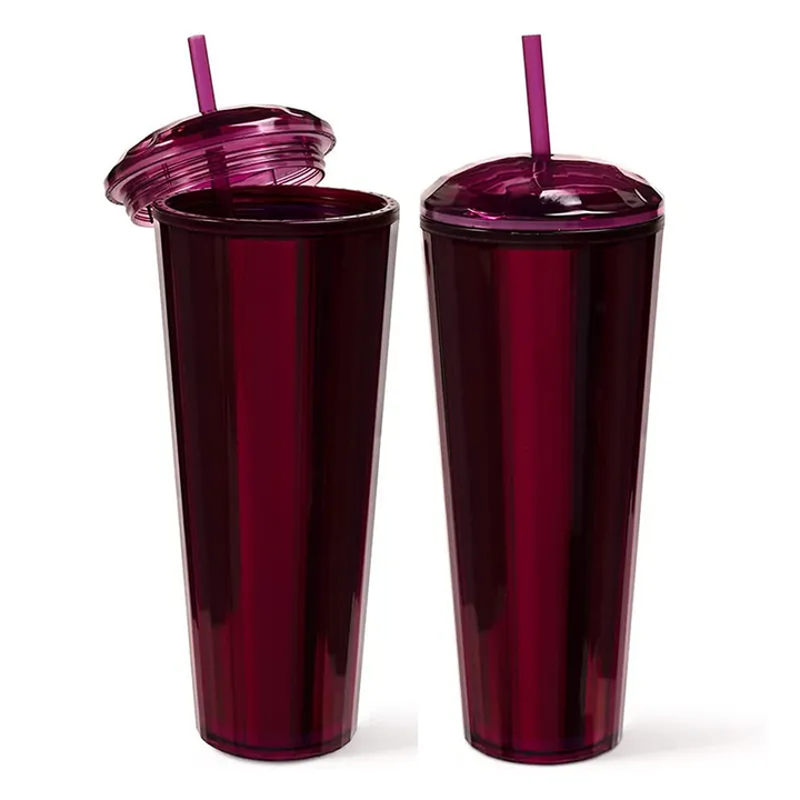 23oz Bpa Free Custom logo PS Reusable Gym Sports Plastic Water Tumbler with Straw