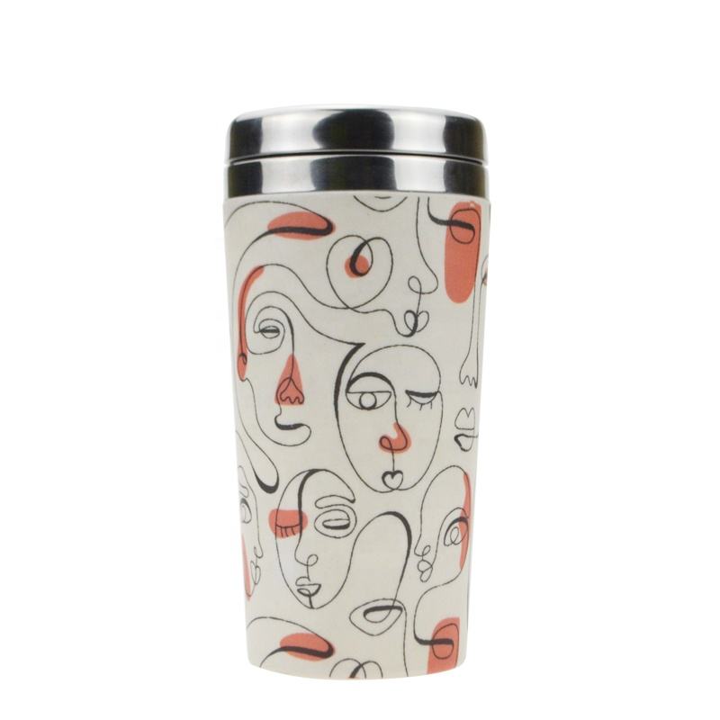 2019 New Reusable Bamboo Fiber Coffee Mug Stainless Steel Travel Coffee Cup