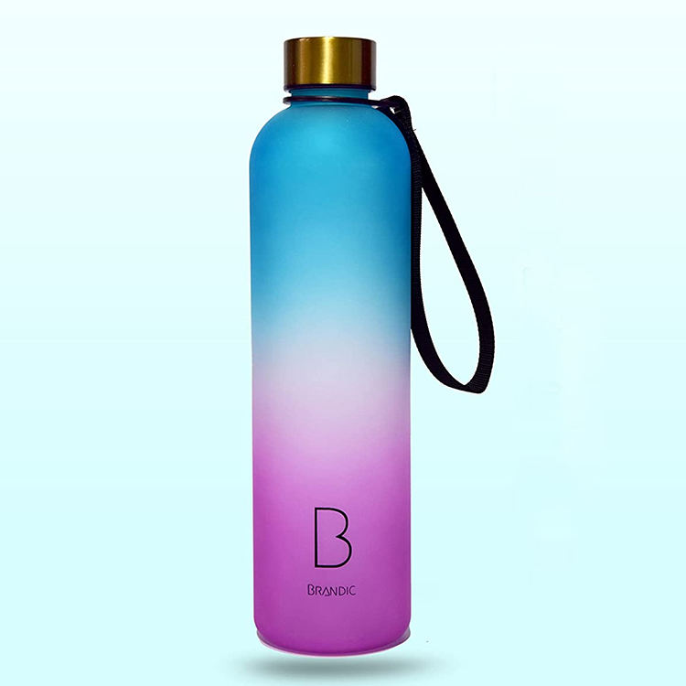 Bottle With Time Marker 32OZ 1Liter Motivational Reusable Water Bottles With Times to Drink BPA Free Frosted Plastic