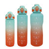 Sport Water Bottle Set 3 Pcs Straw 700ml 1000ml 1.5 Litres Motivational Workout Water Bottle With Time Marker