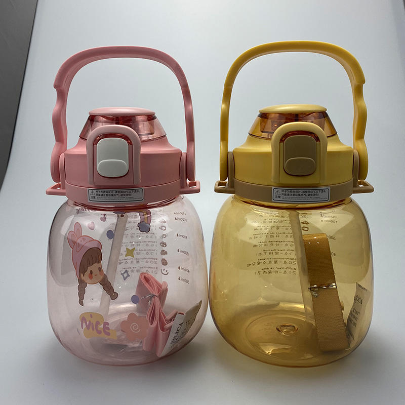 1300ML/45OZ Motivational Sports Water Bottle BPA-free Large W/ Straw Time Marker