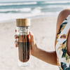 Custom 400Ml Glass Drinking Bottle Water Bottle With Bamboo Lid Direct Drinking