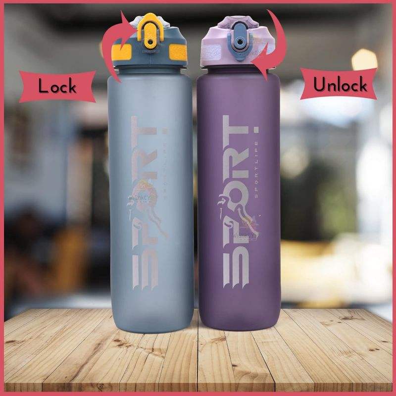BPA Free Fashion Custom Colors and Logo Plastic Drinking Sports Water Bottles With Carry Handle and Straw Lid