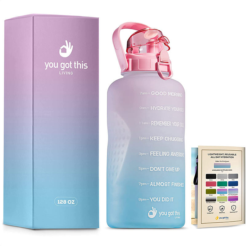 Top Seller 2200ml Plastic Half Gallon Water Bottle With Time Marker